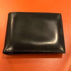 Calvin Klein black leather trifold wallet
